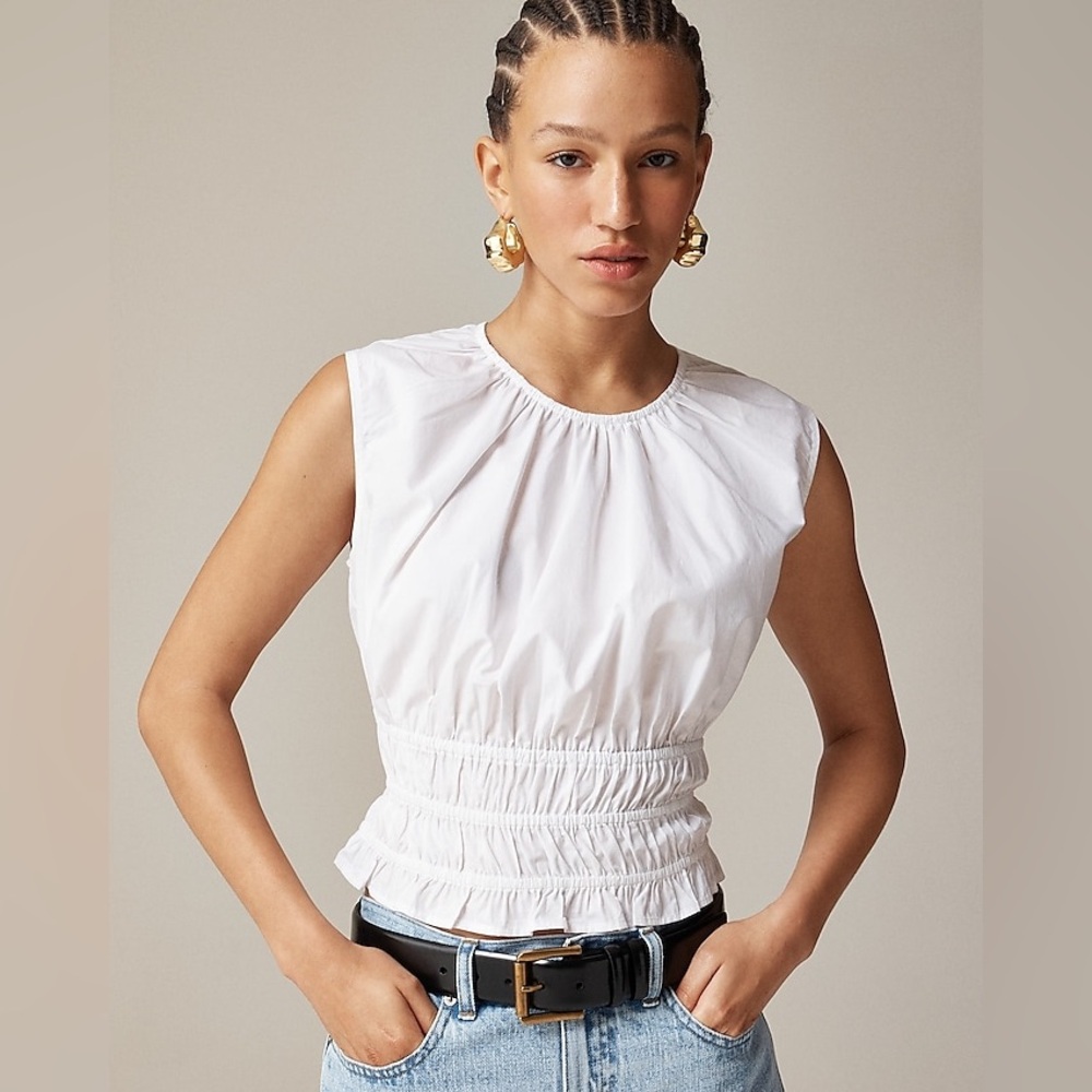 J Crew Hyacinth Top in Cotton Poplin in White Size XS NWT